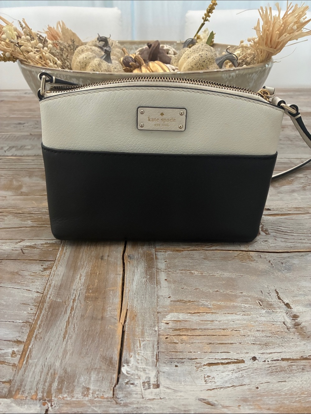 kate spade Black and White Two-Tone Leather Crossbody